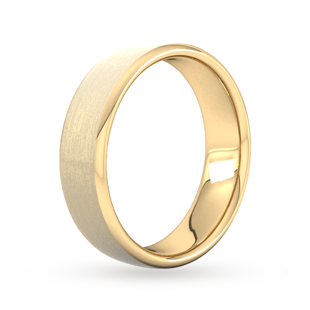 Goldsmiths 6mm Slight Court Heavy Matt Finished Wedding Ring In 9 Carat Yellow Gold