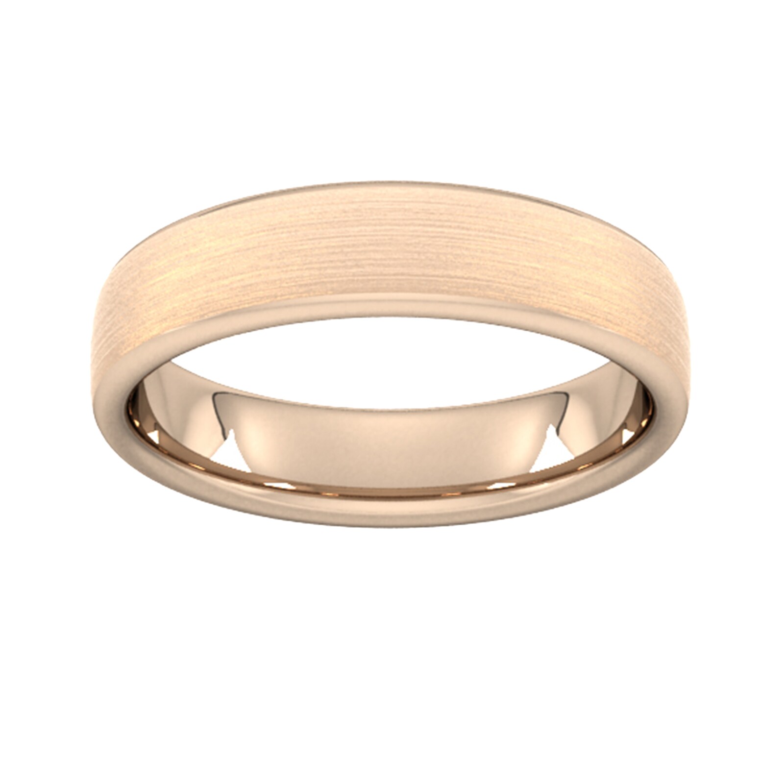 5mm Slight Court Heavy Matt Finished Wedding Ring In 9 Carat Rose Gold - Ring Size V