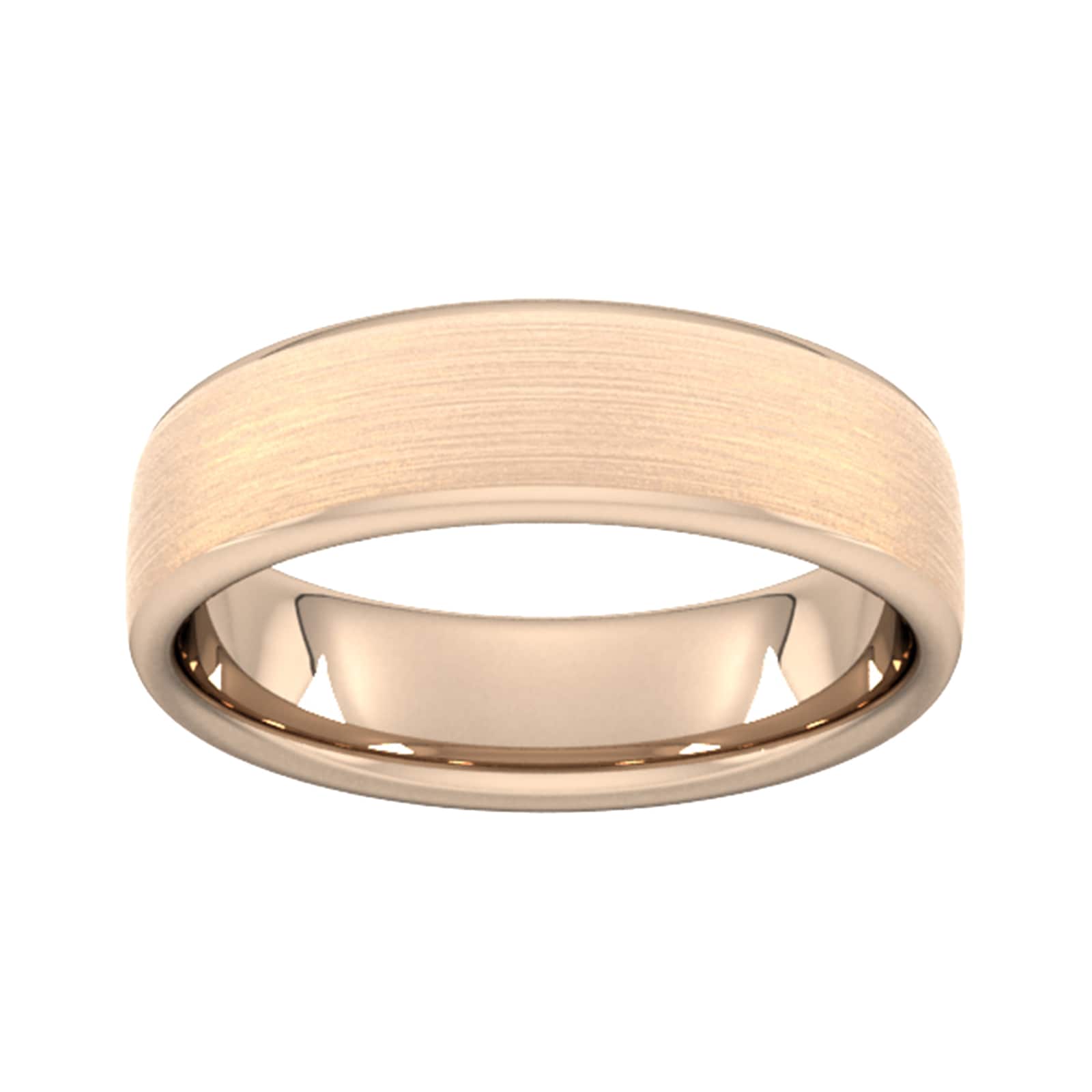 6mm Slight Court Extra Heavy Matt Finished Wedding Ring In 9 Carat Rose Gold - Ring Size Q