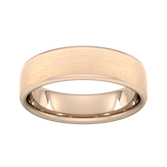 Goldsmiths 6mm Slight Court Extra Heavy Matt Finished Wedding Ring In 9 Carat Rose Gold - Ring Size K