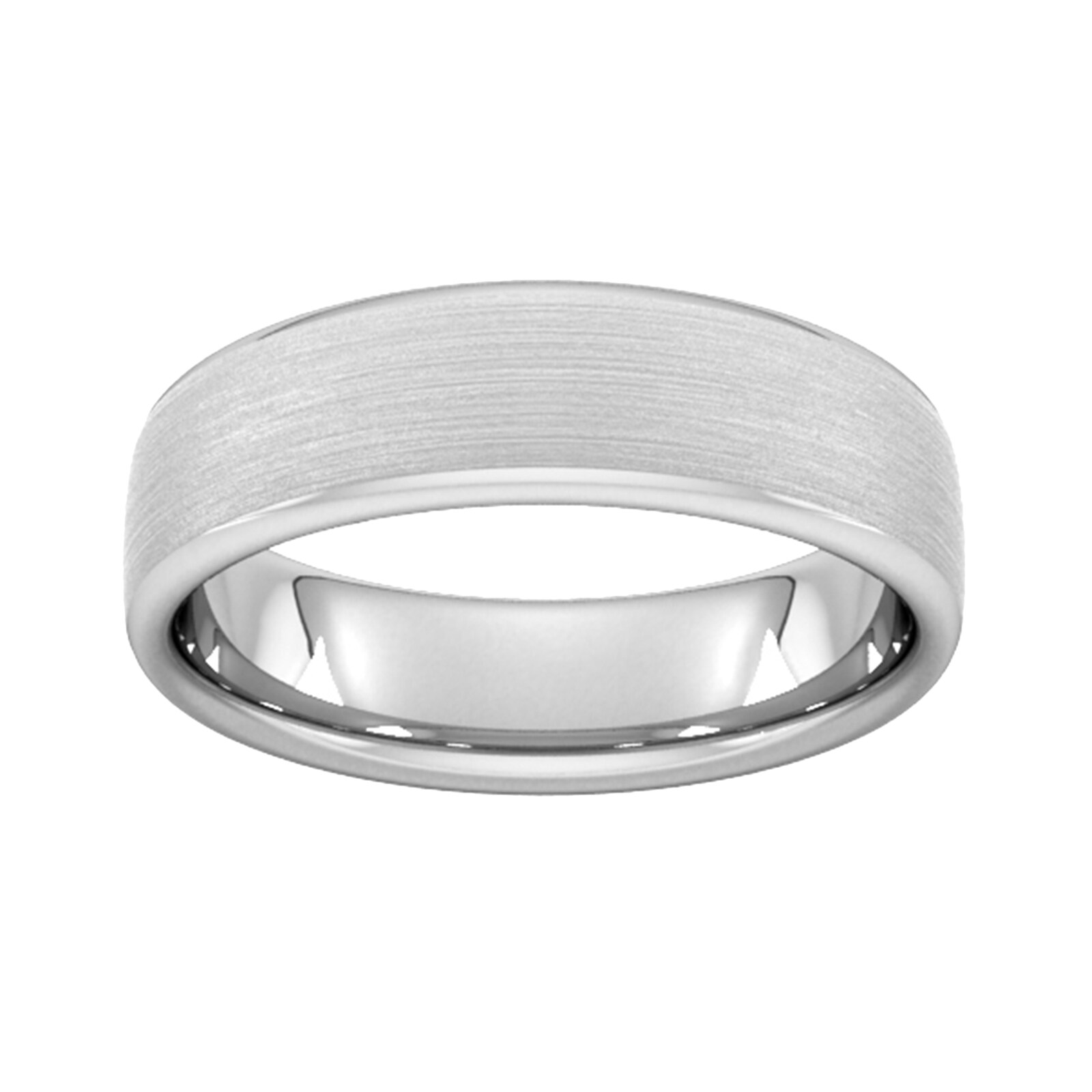 6mm Slight Court Standard Matt Finished Wedding Ring In 18 Carat White Gold - Ring Size U