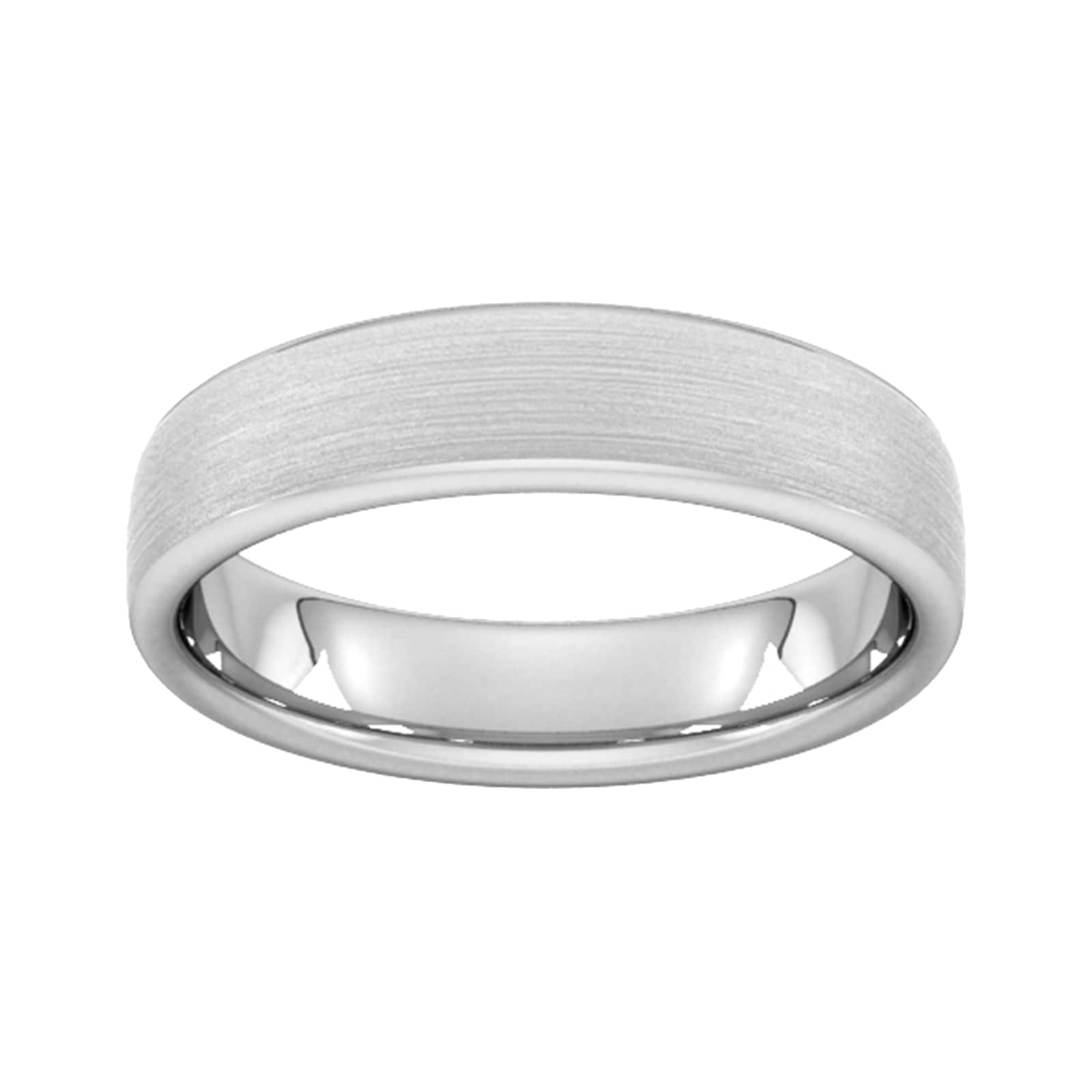 5mm Slight Court Heavy Matt Finished Wedding Ring In 18 Carat White Gold - Ring Size U