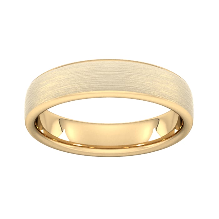 Goldsmiths 5mm Slight Court Extra Heavy Matt Finished Wedding Ring In 18 Carat Yellow Gold - Ring Size P