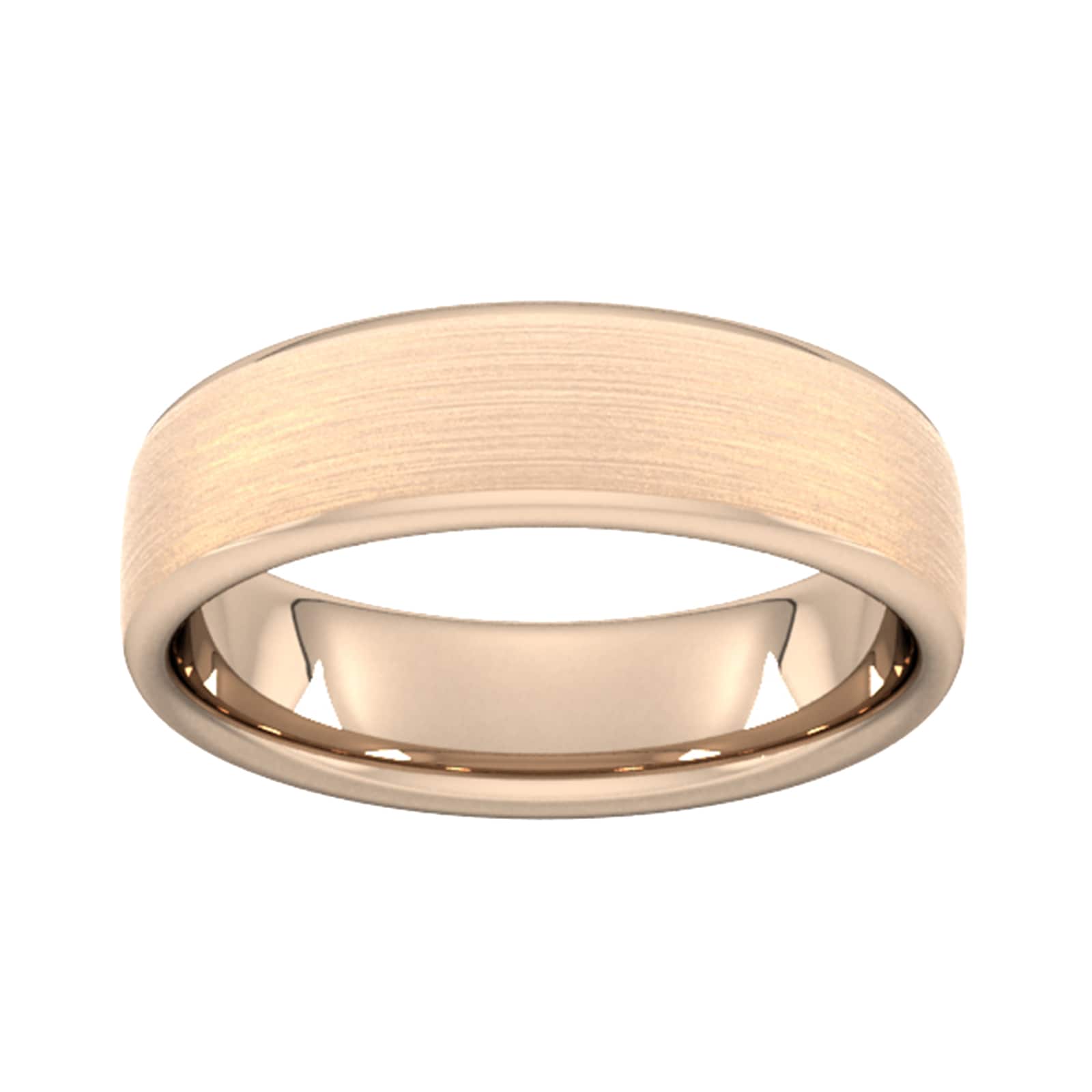 6mm Slight Court Heavy Matt Finished Wedding Ring In 18 Carat Rose Gold - Ring Size J