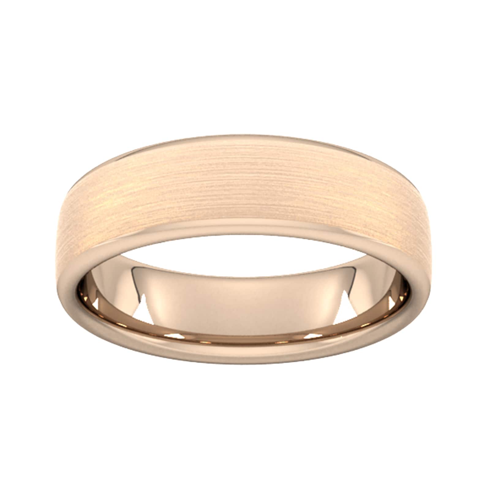 6mm Slight Court Extra Heavy Matt Finished Wedding Ring In 18 Carat Rose Gold - Ring Size L