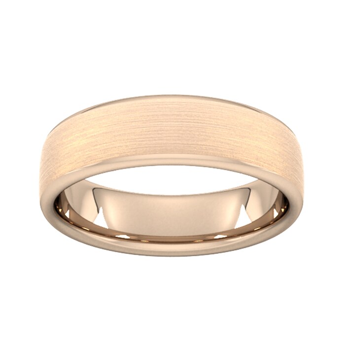 Goldsmiths 6mm Slight Court Extra Heavy Matt Finished Wedding Ring In 18 Carat Rose Gold - Ring Size J