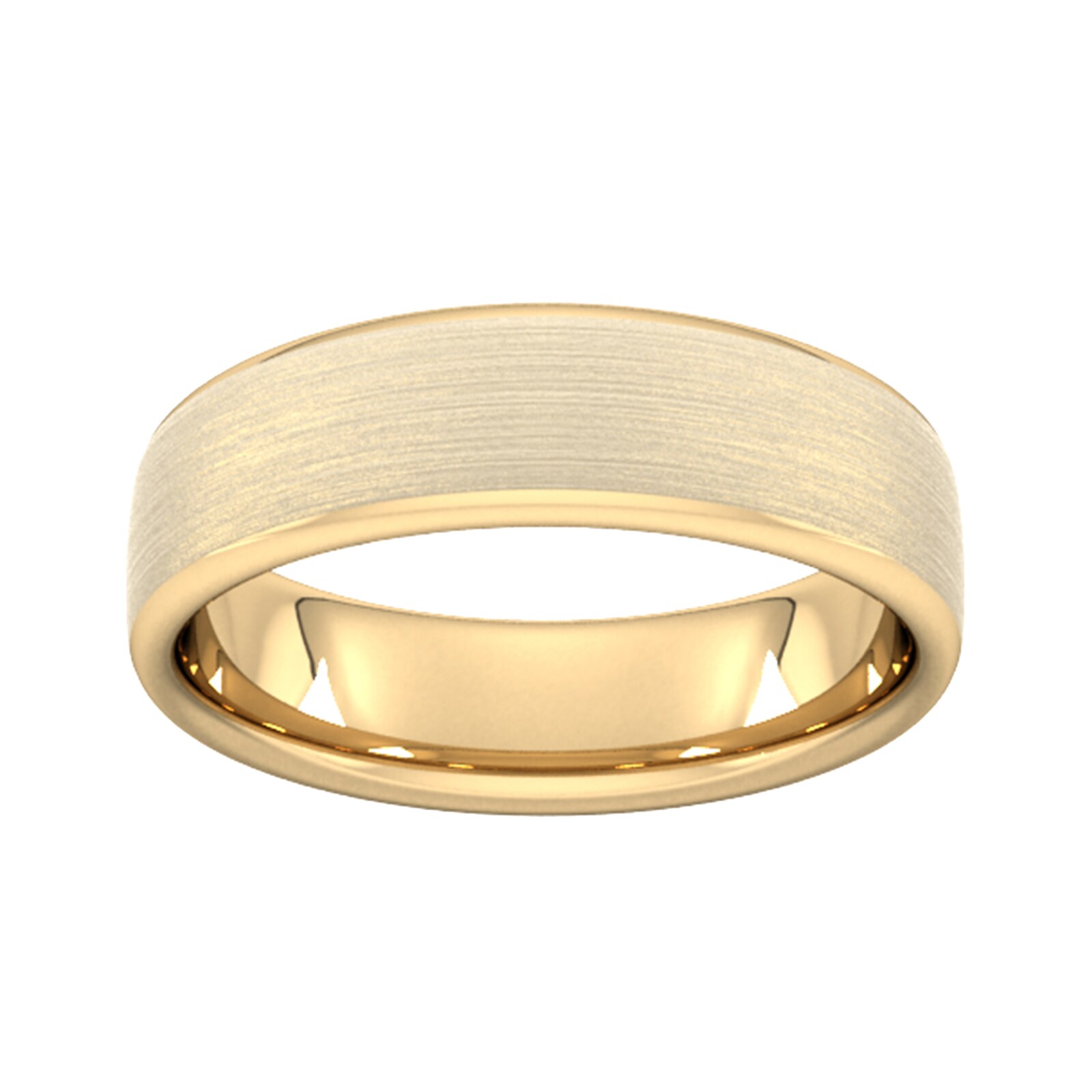 6mm Flat Court Heavy Matt Finished Wedding Ring In 18 Carat Yellow Gold - Ring Size S