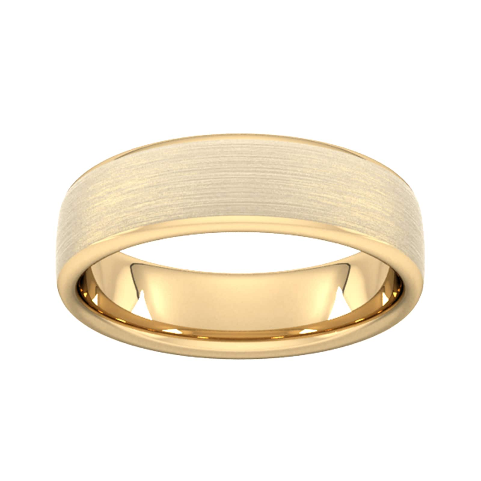 6mm Flat Court Heavy Matt Finished Wedding Ring In 18 Carat Yellow Gold - Ring Size I