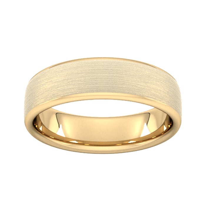 Goldsmiths 6mm Flat Court Heavy Matt Finished Wedding Ring In 18 Carat Yellow Gold