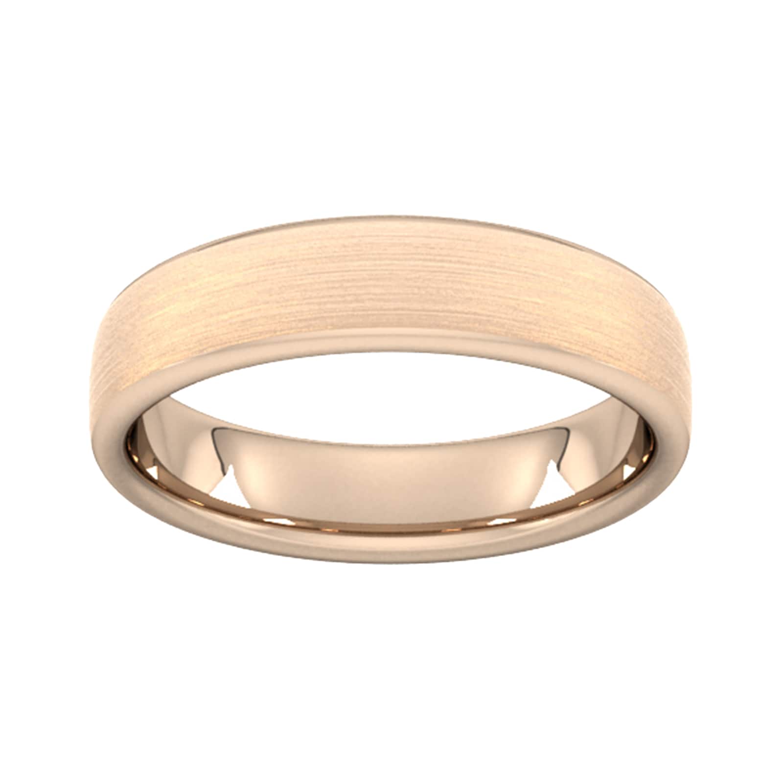 5mm Flat Court Heavy Matt Finished Wedding Ring In 18 Carat Rose Gold - Ring Size P