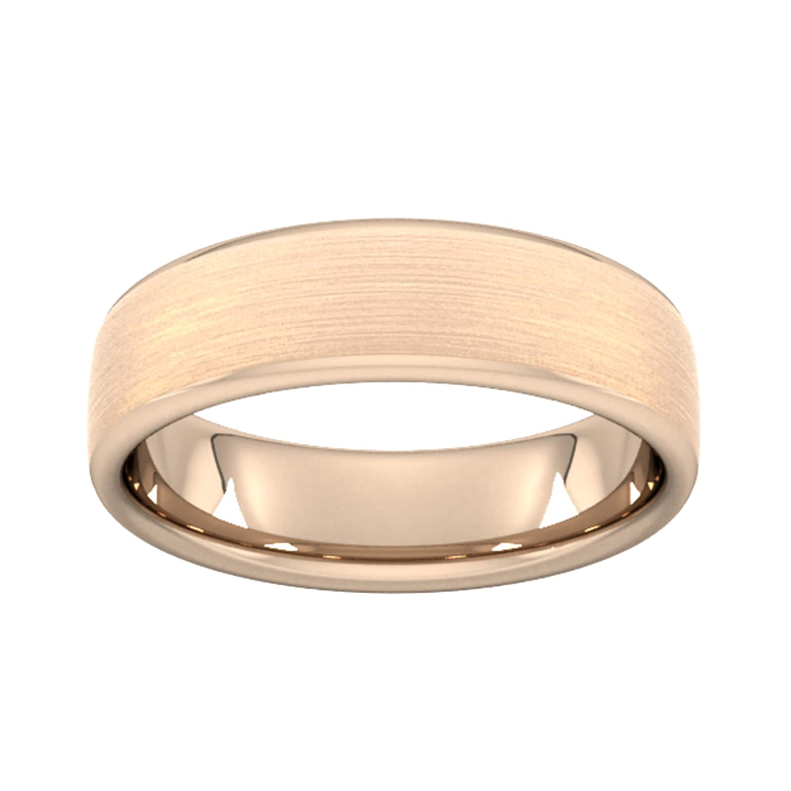 6mm Flat Court Heavy Matt Finished Wedding Ring In 18 Carat Rose Gold - Ring Size H