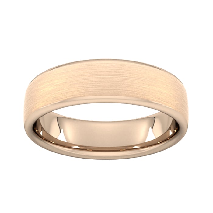 Goldsmiths 6mm Flat Court Heavy Matt Finished Wedding Ring In 18 Carat Rose Gold - Ring Size R