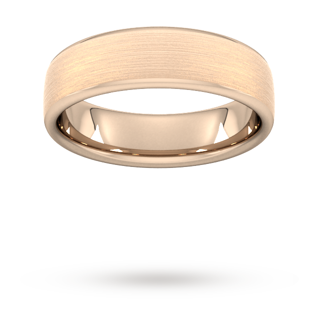 6mm Traditional Court Heavy Matt Finished Wedding Ring In 9 Carat Rose Gold - Ring Size Q