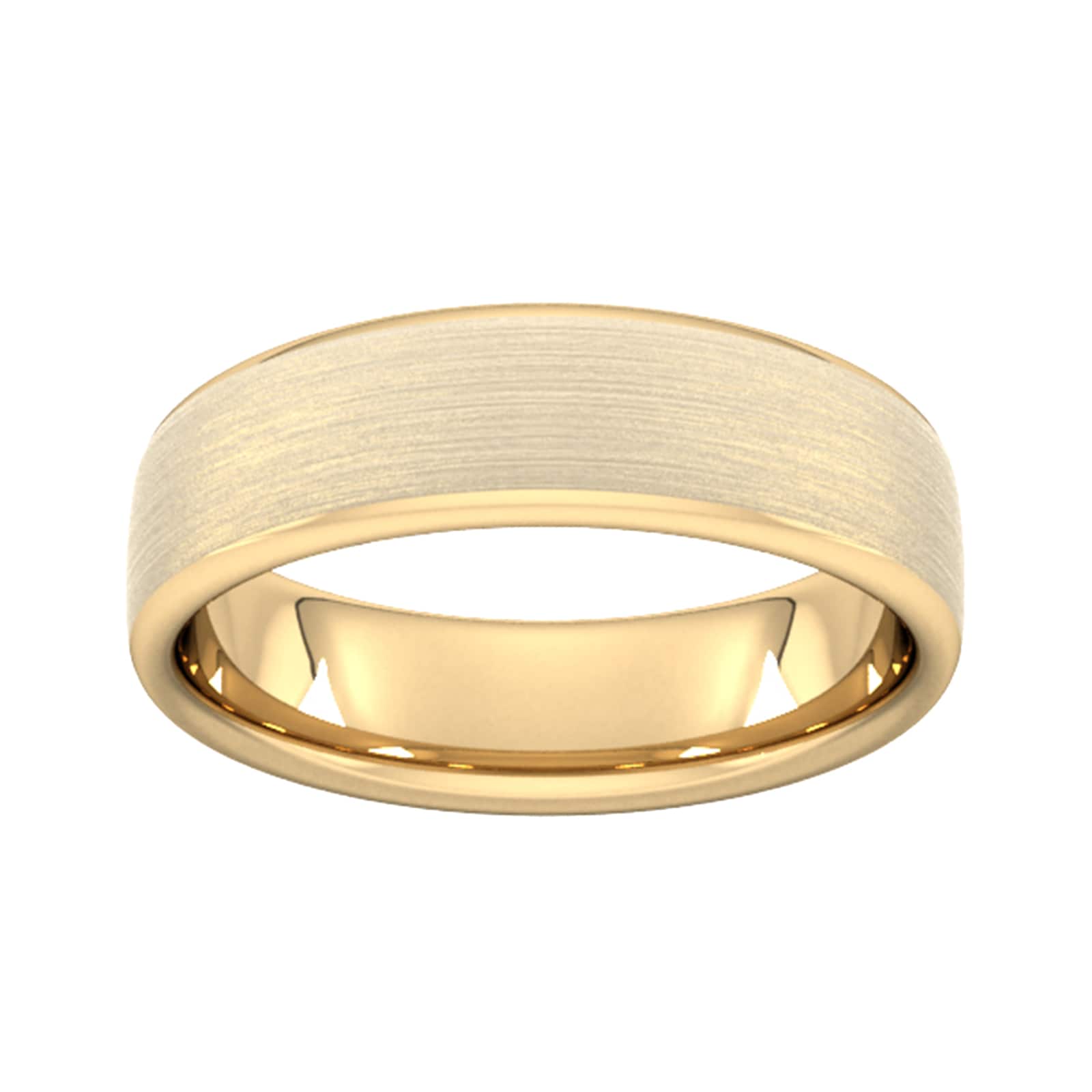 6mm Traditional Court Standard Matt Finished Wedding Ring In 18 Carat Yellow Gold - Ring Size U