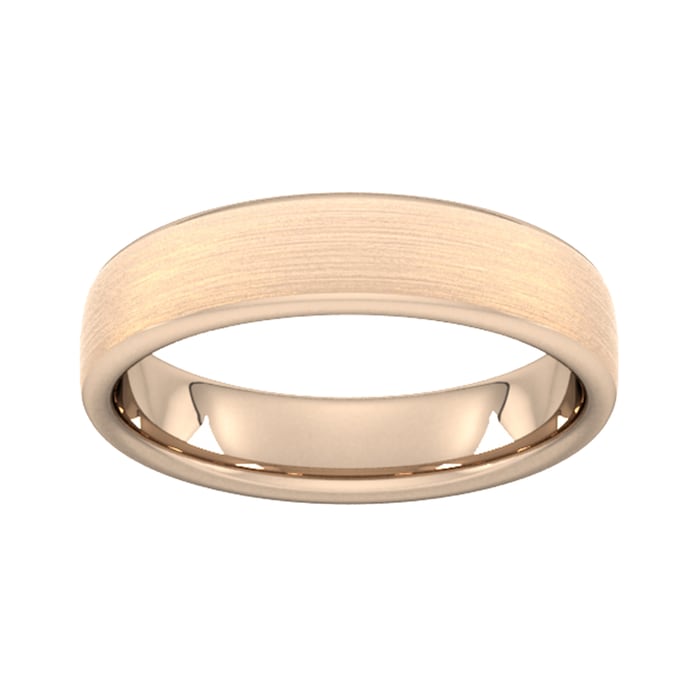 Goldsmiths 5mm Traditional Court Heavy Matt Finished Wedding Ring In 18 Carat Rose Gold