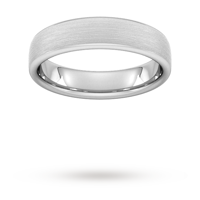 5mm D Shape Heavy Matt Finished Wedding Ring In 9 Carat White Gol