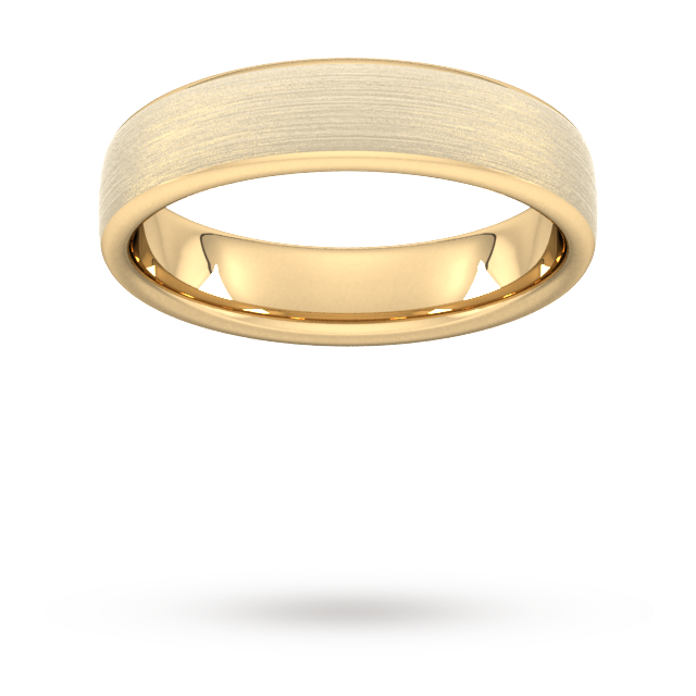 Goldsmiths 5mm D Shape Standard Matt Finished Wedding Ring In 9 Carat Yellow Gold - Ring Size Q