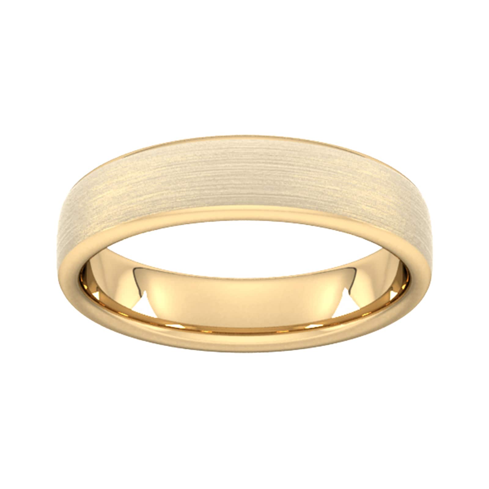 5mm D Shape Heavy Matt Finished Wedding Ring In 9 Carat Yellow Gold - Ring Size N