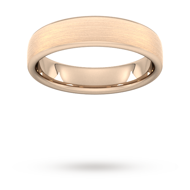 5mm D Shape Heavy Matt Finished Wedding Ring In 9 Carat Rose Gold - Ring Size R