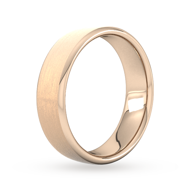 Goldsmiths 6mm D Shape Heavy Matt Finished Wedding Ring In 9 Carat Rose Gold - Ring Size S