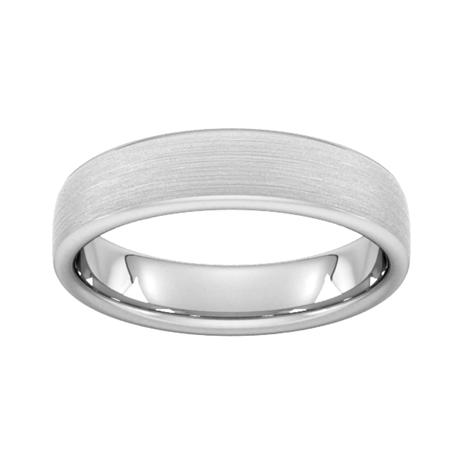 5mm D Shape Standard Matt Finished Wedding Ring In 18 Carat White Gold - Ring Size O