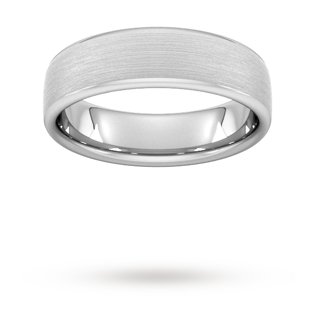 6mm D Shape Heavy Matt Finished Wedding Ring In 18 Carat White Gold - Ring Size T