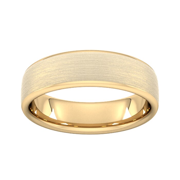 Goldsmiths 6mm D Shape Standard Matt Finished Wedding Ring In 18 Carat Yellow Gold