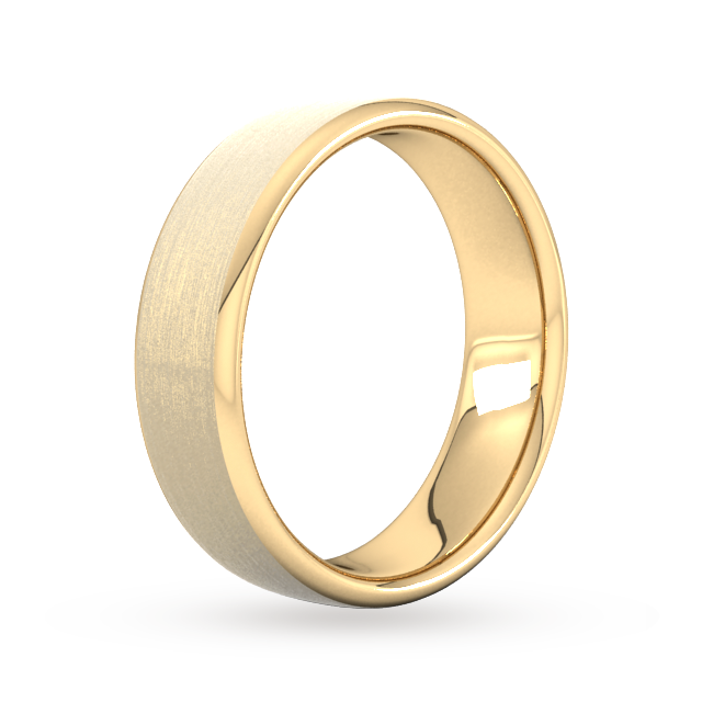 Goldsmiths 6mm D Shape Standard Matt Finished Wedding Ring In 18 Carat Yellow Gold - Ring Size K