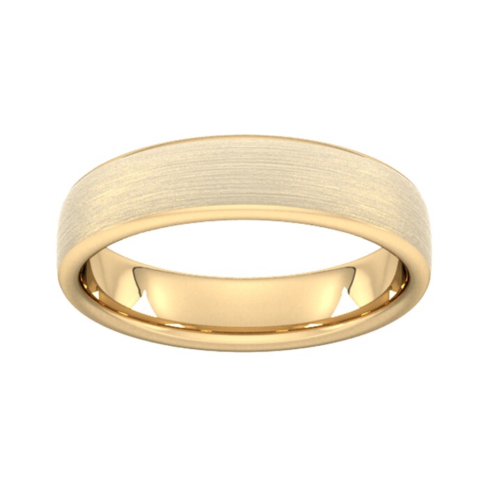 Goldsmiths 5mm D Shape Heavy Matt Finished Wedding Ring In 18 Carat Yellow Gold - Ring Size S