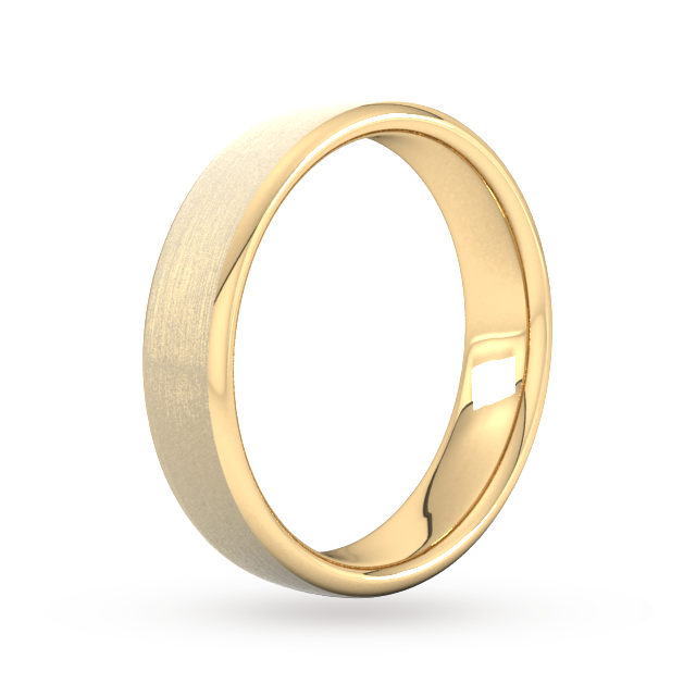 Goldsmiths 5mm D Shape Heavy Matt Finished Wedding Ring In 18 Carat Yellow Gold - Ring Size S