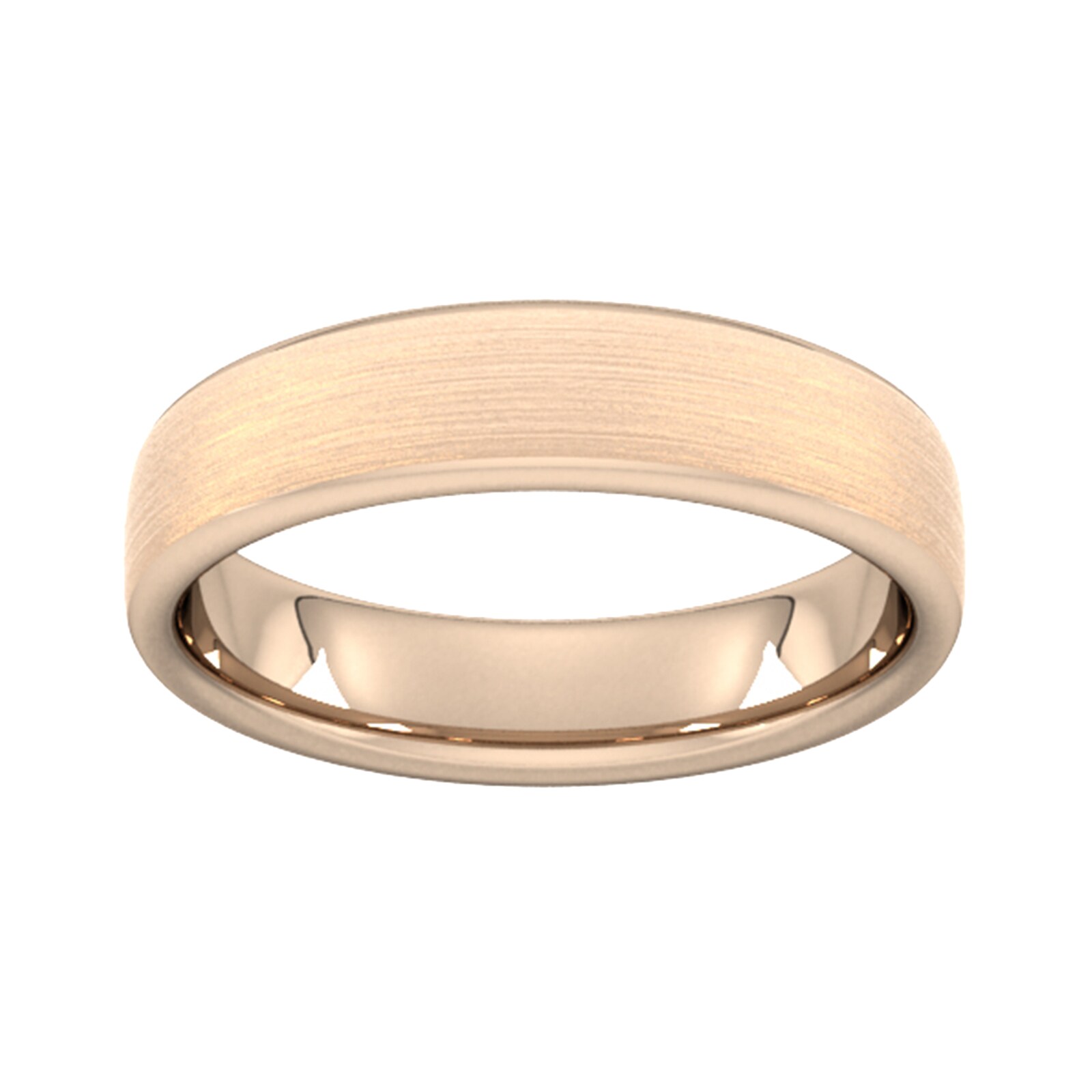 5mm d shape heavy matt finished wedding ring in 18 carat rose gold - ring size t