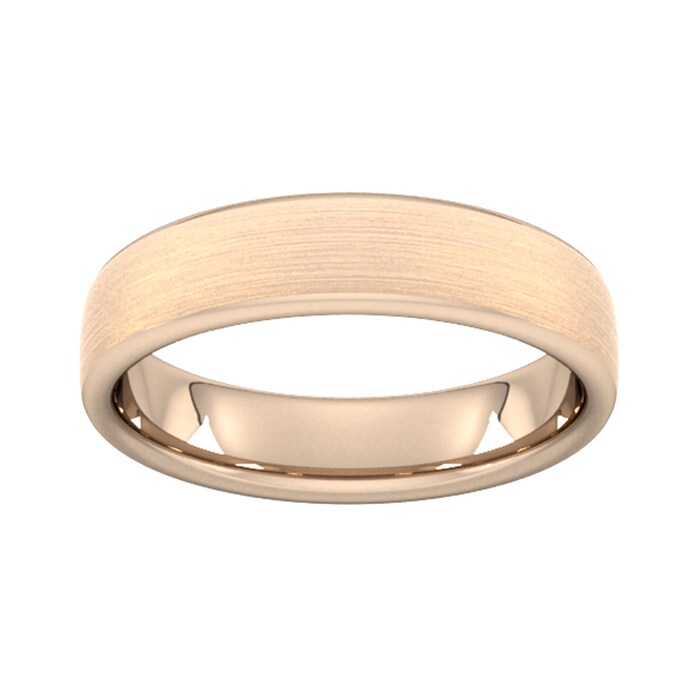 Goldsmiths 5mm D Shape Heavy Matt Finished Wedding Ring In 18 Carat Rose Gold - Ring Size Q
