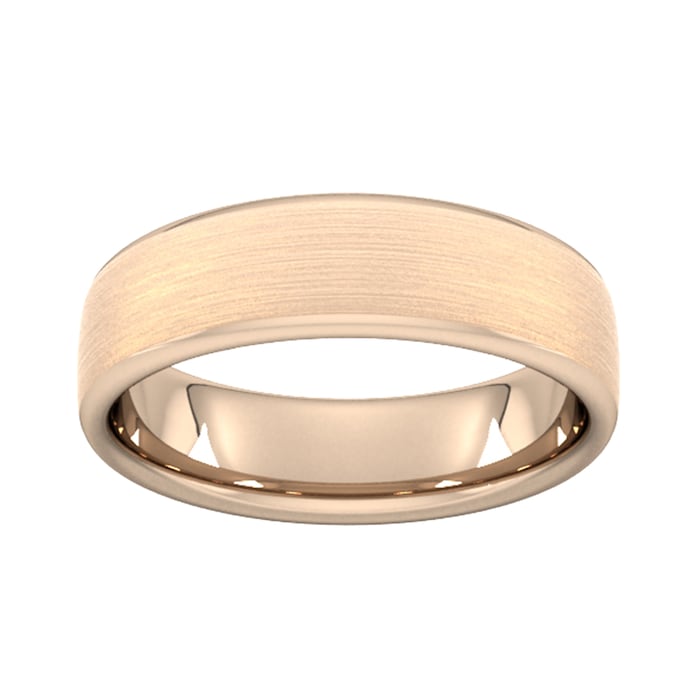 Goldsmiths 6mm D Shape Heavy Matt Finished Wedding Ring In 18 Carat Rose Gold - Ring Size Z