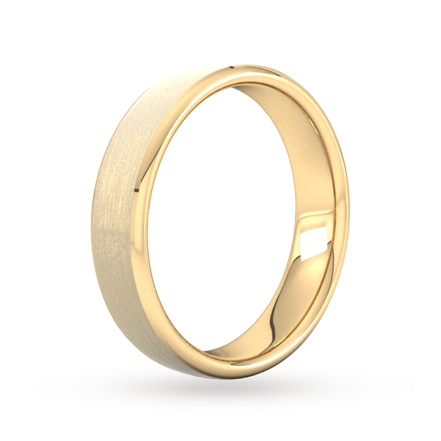 Goldsmiths 5mm Slight Court Heavy Polished Chamfered Edges With Matt Centre Wedding Ring In 9 Carat Yellow Gold