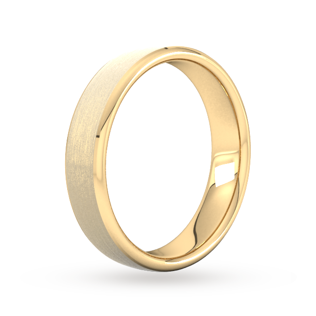 Goldsmiths 5mm Slight Court Heavy Polished Chamfered Edges With Matt Centre Wedding Ring In 9 Carat Yellow Gold - Ring Size P