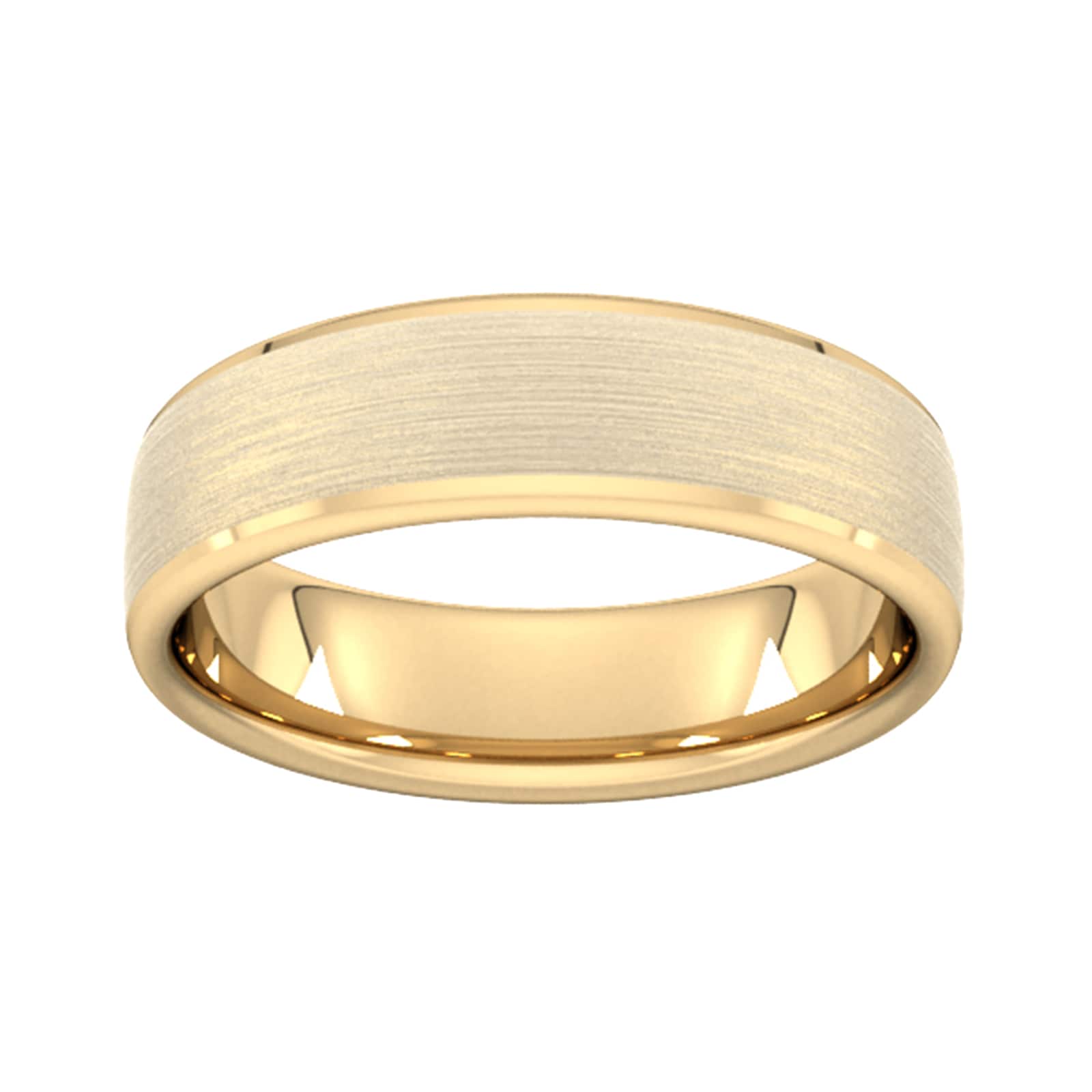6mm Slight Court Heavy Polished Chamfered Edges With Matt Centre Wedding Ring In 9 Carat Yellow Gold - Ring Size I