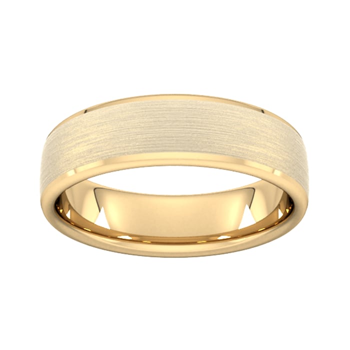 Goldsmiths 6mm Slight Court Heavy Polished Chamfered Edges With Matt Centre Wedding Ring In 9 Carat Yellow Gold