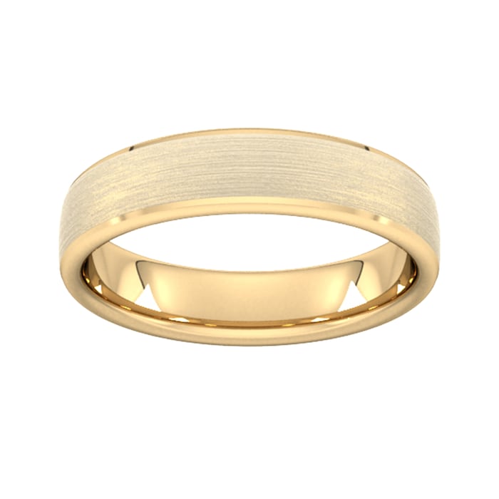 Goldsmiths 5mm Slight Court Extra Heavy Polished Chamfered Edges With Matt Centre Wedding Ring In 9 Carat Yellow Gold