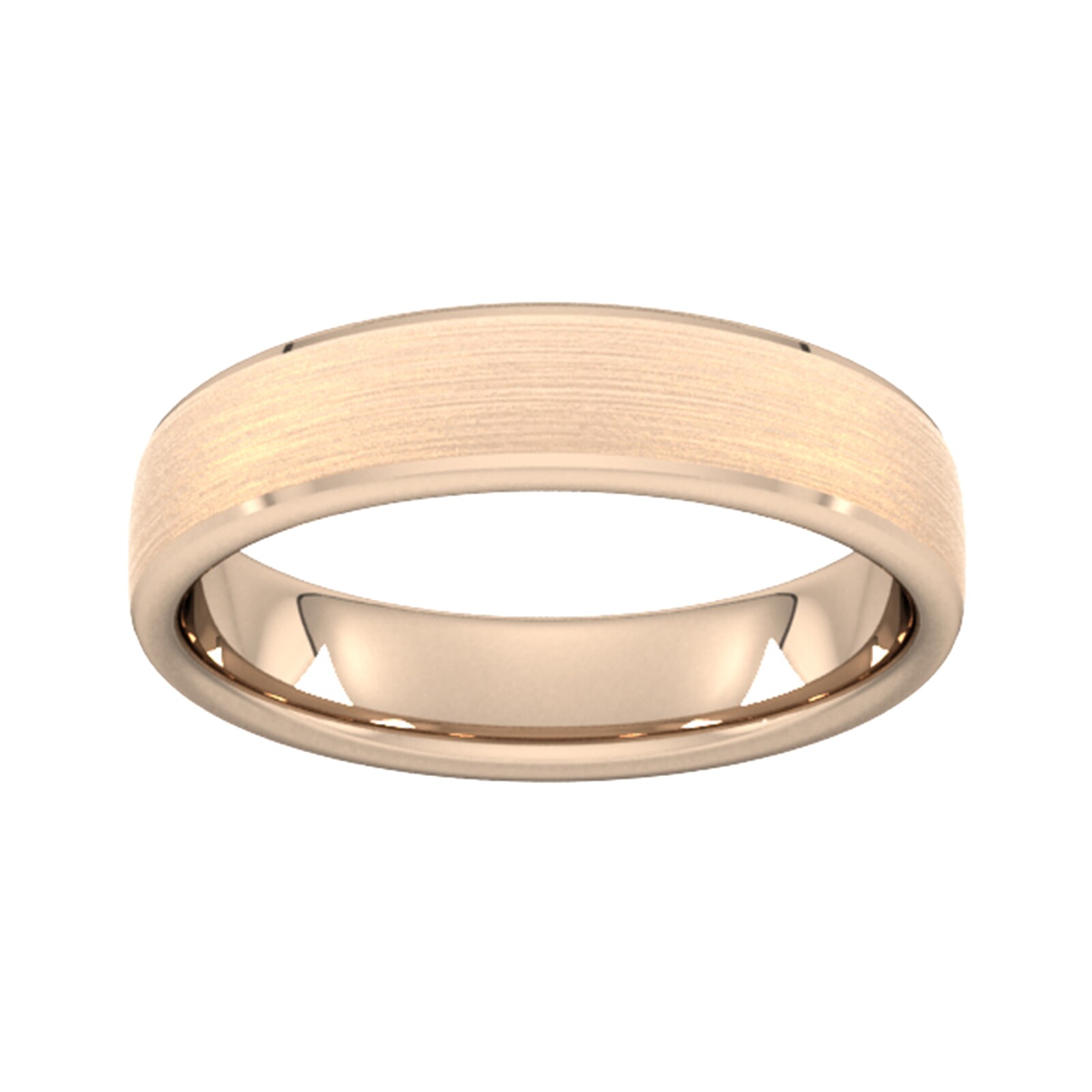 5mm Slight Court Extra Heavy Polished Chamfered Edges With Matt Centre Wedding Ring In 9 Carat Rose Gold - Ring Size U