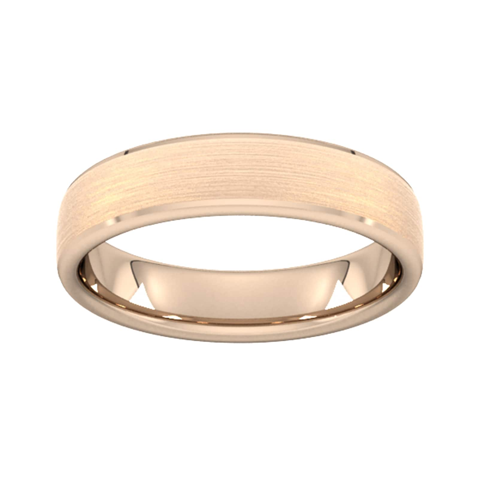 5mm Slight Court Extra Heavy Polished Chamfered Edges With Matt Centre Wedding Ring In 9 Carat Rose Gold - Ring Size P