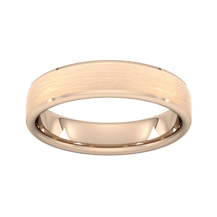 Goldsmiths 5mm Slight Court Extra Heavy Polished Chamfered Edges With Matt Centre Wedding Ring In 9 Carat Rose Gold - Ring Size Z