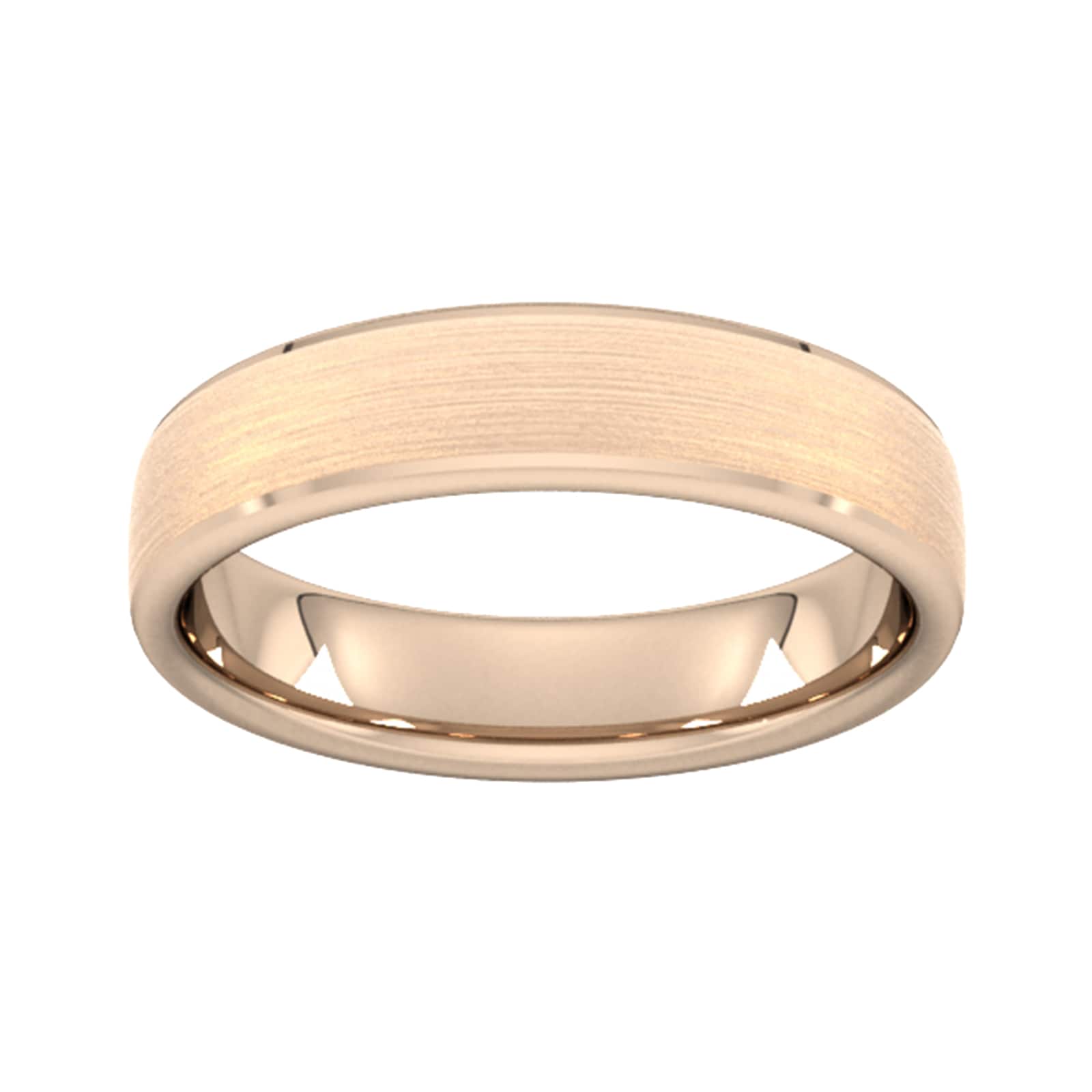 Goldsmiths 5mm Slight Court Extra Heavy Polished Chamfered Edges With Matt Centre Wedding Ring In 9 Carat Rose Gold
