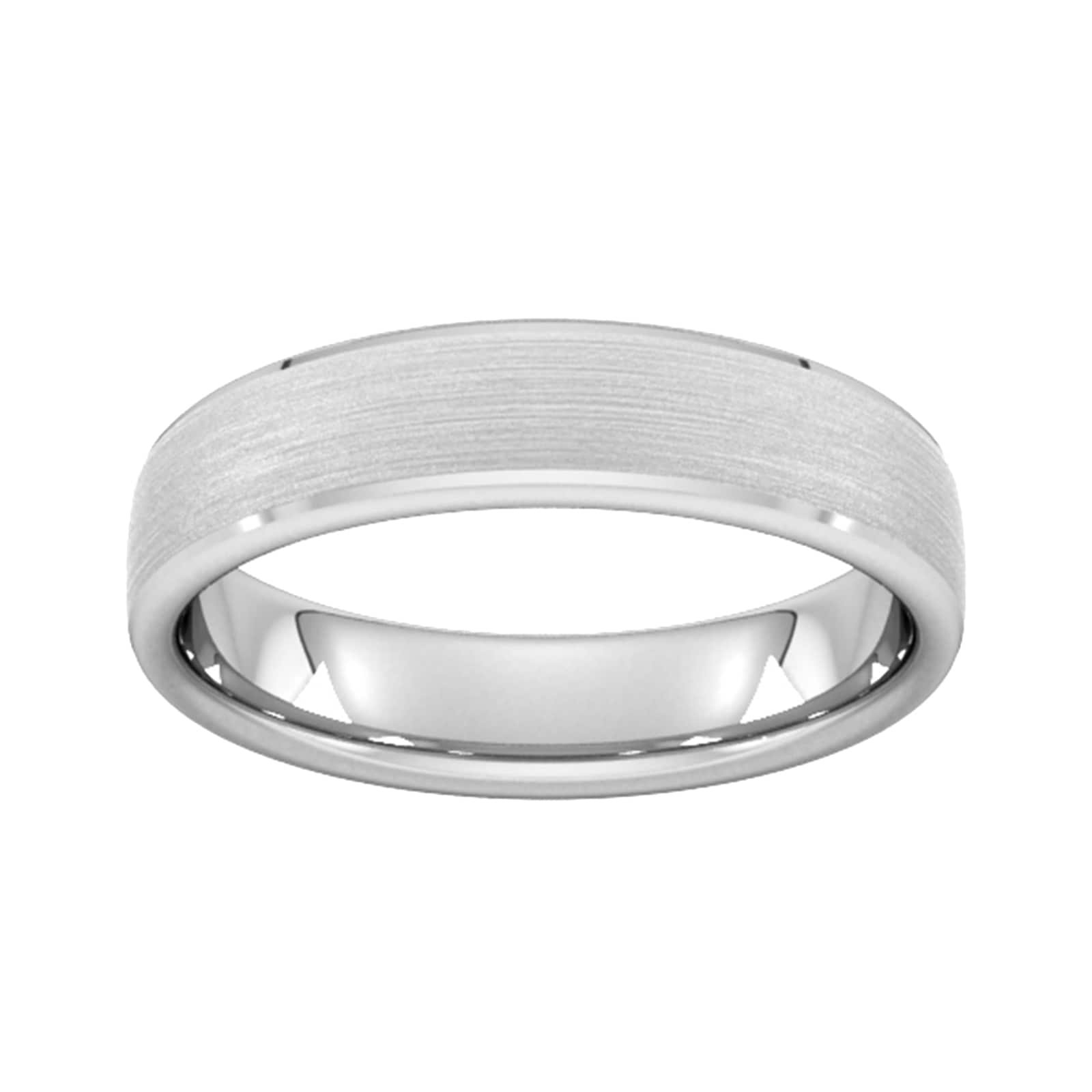 5mm Slight Court Extra Heavy Polished Chamfered Edges With Matt Centre Wedding Ring In 18 Carat White Gold - Ring Size H