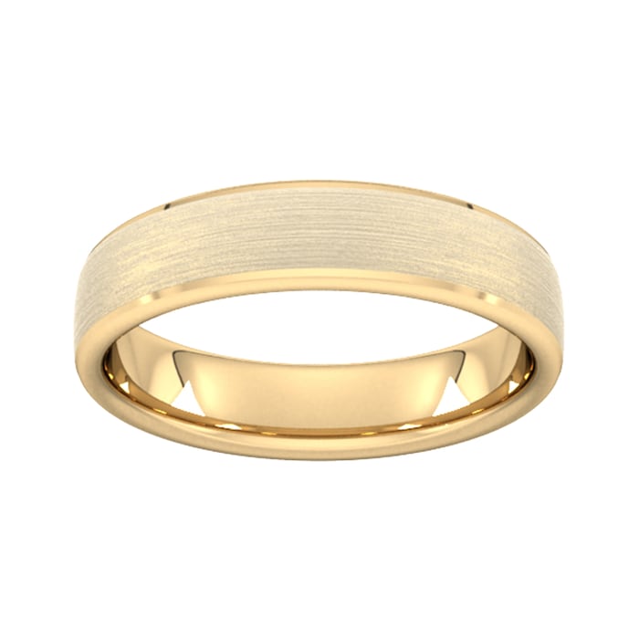 Goldsmiths 5mm Slight Court Heavy Polished Chamfered Edges With Matt Centre Wedding Ring In 18 Carat Yellow Gold