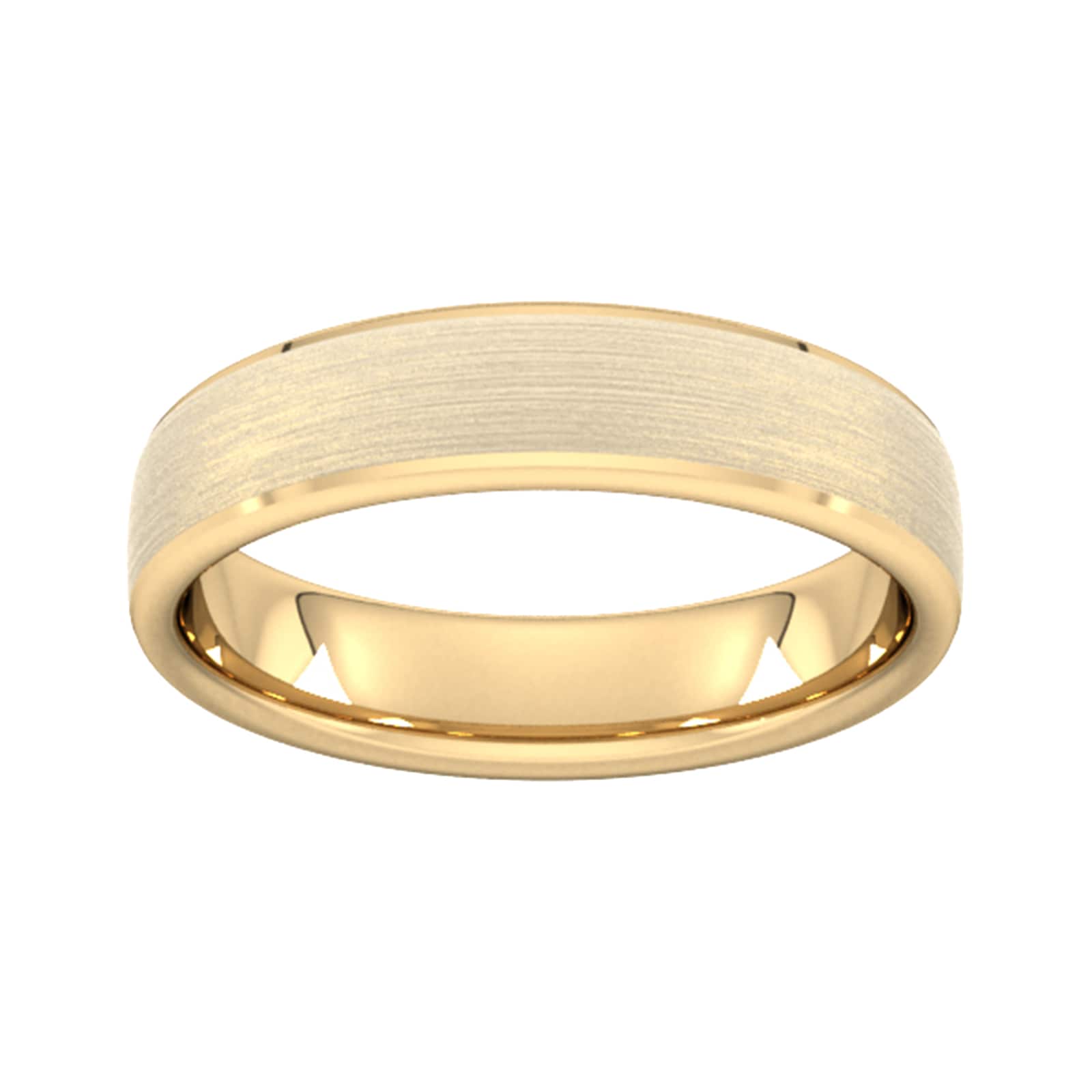 5mm Slight Court Extra Heavy Polished Chamfered Edges With Matt Centre Wedding Ring In 18 Carat Yellow Gold - Ring Size H