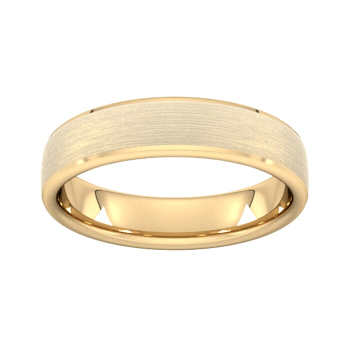 Goldsmiths 5mm Slight Court Extra Heavy Polished Chamfered Edges With Matt Centre Wedding Ring In 18 Carat Yellow Gold - Ring Size L
