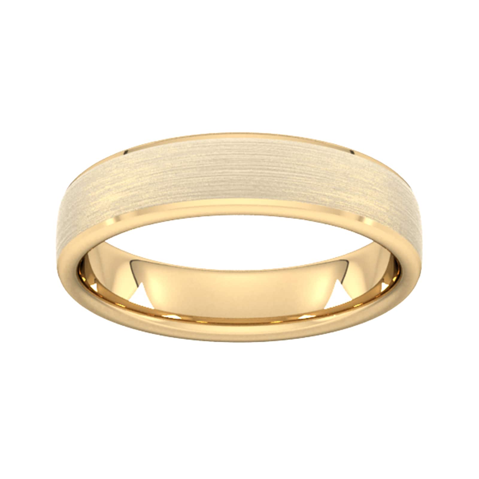 Goldsmiths 5mm Slight Court Extra Heavy Polished Chamfered Edges With Matt Centre Wedding Ring In 18 Carat Yellow Gold