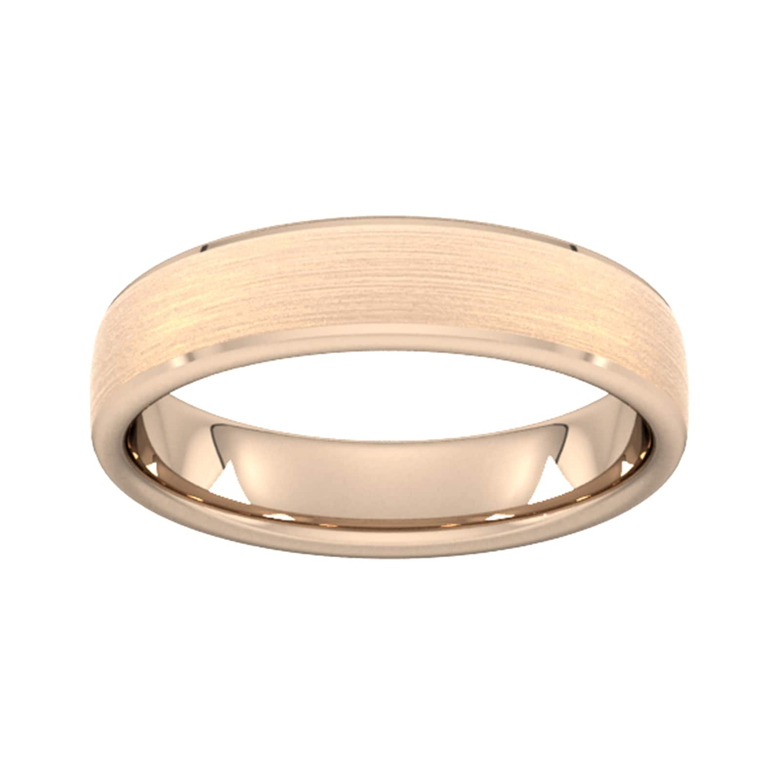 5mm Slight Court Standard Polished Chamfered Edges With Matt Centre Wedding Ring In 18 Carat Rose Gold - Ring Size L