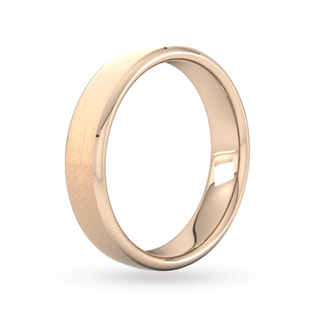 Goldsmiths 5mm Slight Court Standard Polished Chamfered Edges With Matt Centre Wedding Ring In 18 Carat Rose Gold