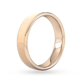 Goldsmiths 5mm Slight Court Standard Polished Chamfered Edges With Matt Centre Wedding Ring In 18 Carat Rose Gold